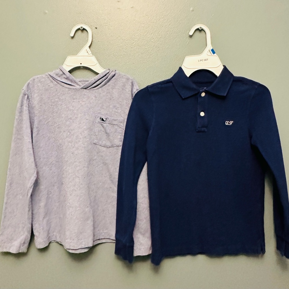 Vineyard Vines Navy and Light Gray Kids' Hoodie and Polo Set size 6